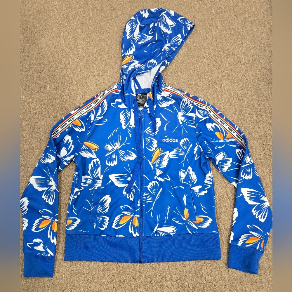Adidas X FARM RIO Blue and White Hoodie